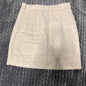 H&M Cream Faux Leather Quilted Mini Skirt